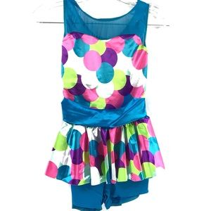 Weissman’s Multi-Colored Polka Dot Child’s Dance Dress 2 pieces